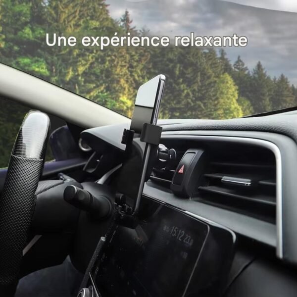 Support smartphone voiture crochet gravité – Fixation double sécurisée